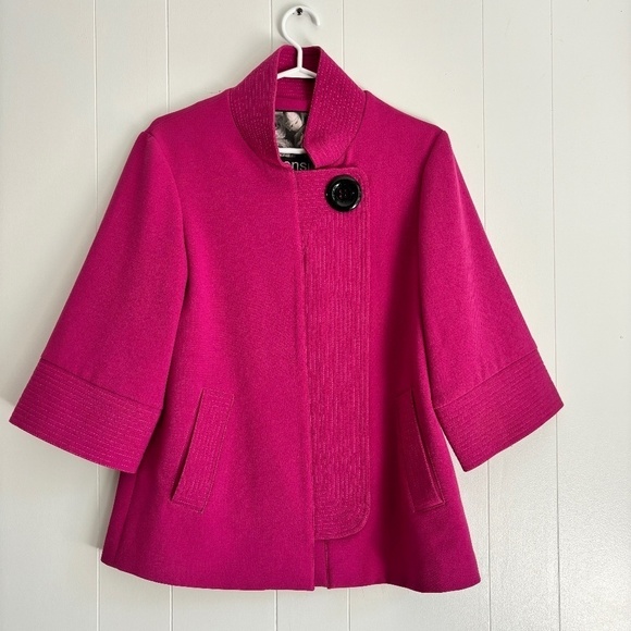 Kensie 3/4 sleeve full zip vibrant pink jacket with pockets size small - Picture 1 of 16